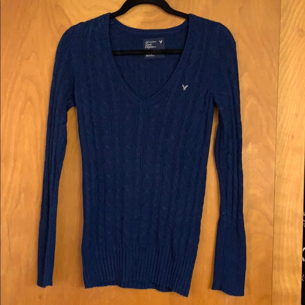 Navy Blue V-neck Sweater